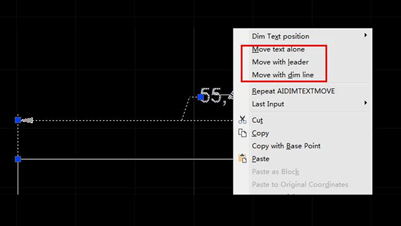 Move dimension text by right-click shortcut menu
